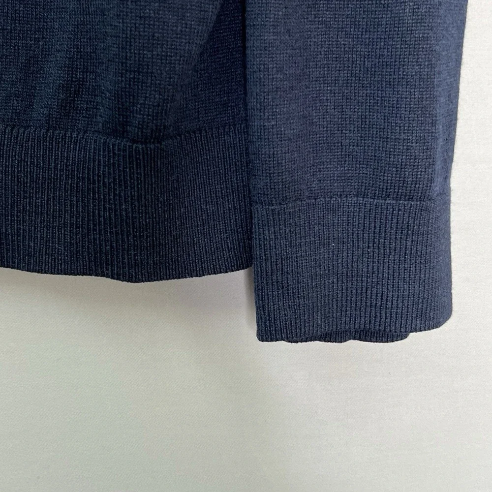 Banana Republic Mens Merino Wool Sweater Sz M Navy Blue‎ Knit V Neck Long Sleeve